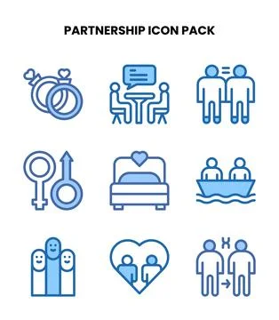 Partnership Two Colour Icons Pack Stock Illustration