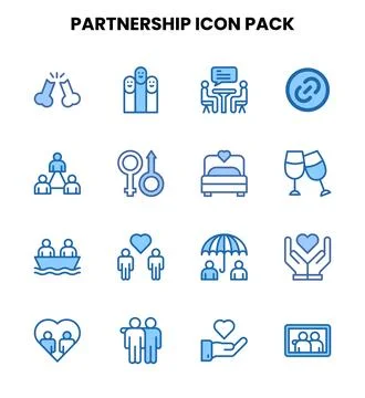 Partnership Two Colour Icons Pack Stock Illustration