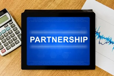 Partnership word on digital tablet Stock Photos