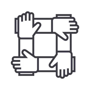 Partnership,collaboration,help vector line icon, sign, illustration on Stock Illustration