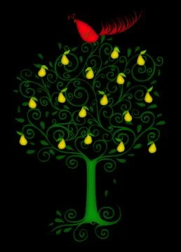 Partridge in a pear tree Stock Illustration