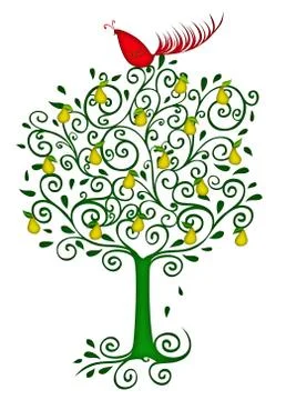 Partridge in a pear tree Stock Illustration