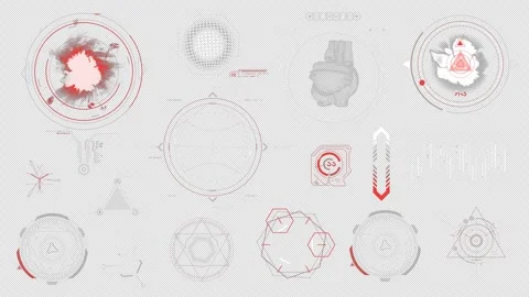 Parts and elements of the alien interface on the alpha channel. Stock Footage 243062796