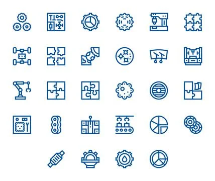 Parts Comprehensive Vector Bundle with 28 PIXEL Perfect Bold Line 256x256 Ico Stock Illustration
