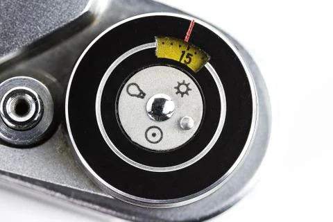 Parts of an old camera. Elements of a vintage close-up camera Foto stock