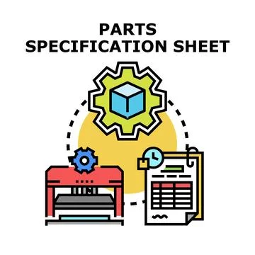 Parts specification sheet for manufacturing process planning Stock-Illustration