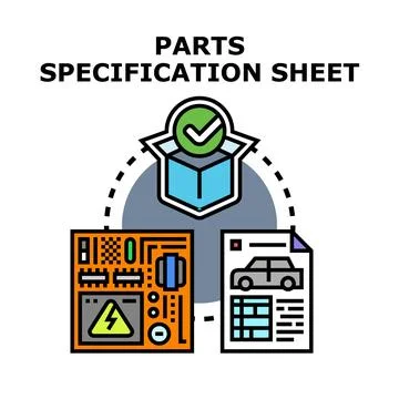 Parts specification sheet for quality control process 스톡 일러스트