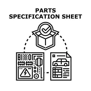 Parts specification sheet for quality control process 스톡 일러스트