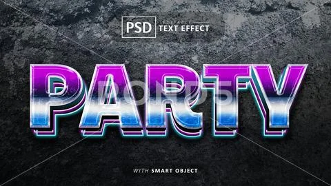 Party 3d text effect editable PSD Template