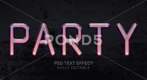 Party 3D Text Style Effect Mockup - PSD Template Plantilla PSD
