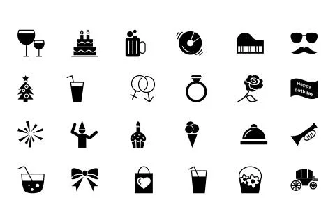 Party and Celebration Vector Icons Stock Illustration