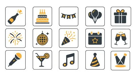 Party and Event Vector Icons Set Celebration, Festival Nightlife Line Icons Stockillustratie