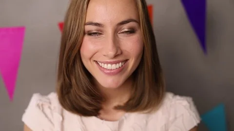 Party babe with confetti Stock Footage 80253041