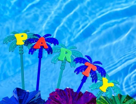 Party on the background of the blue pool. Stock Photos