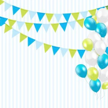 Party Background with Flags and Balloons  Illustration Stock Illustration