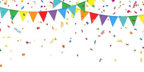 Party background with flags and confetti Stock Illustration