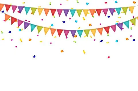 Party Background with Flags and Confetti  Illustration Stock Illustration