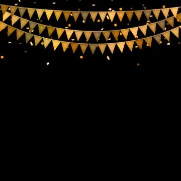 Party Background with Flags and Confetti  Illustration Stock Illustration