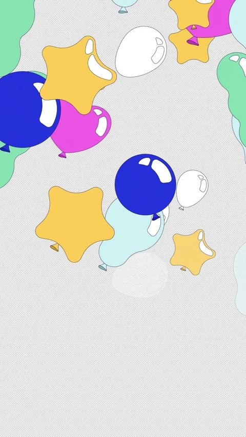 Party balloons animated vertical overlay with falling down 스톡 동영상 334105636