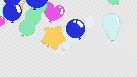 Party balloons falling down top border video overlay 스톡 동영상 333110276