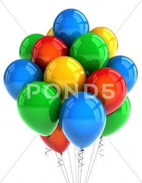 Party balloons over white Stock Photos