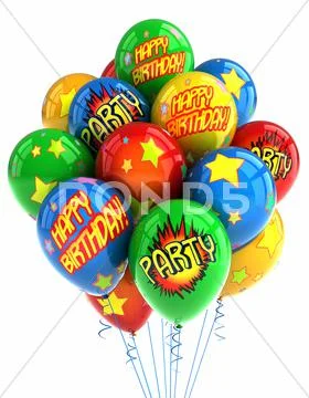 Party balloons over white Stock Photos