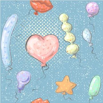 Party baloon seamless pattern. Cartoon balloons celebration white background Stock Illustration