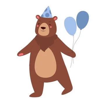 Party bear with balloons Stock Illustration