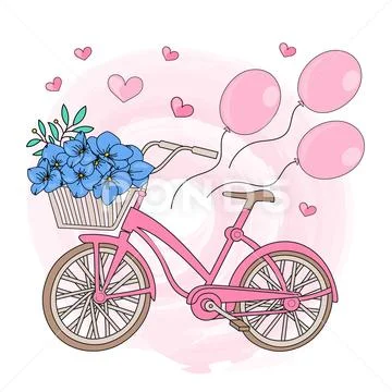 Party Bicycle Valentine’S Day Illustration