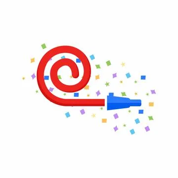 Party Blower and Confetti Vector Illustration. Party, Birthday Icon vector Stockillustratie