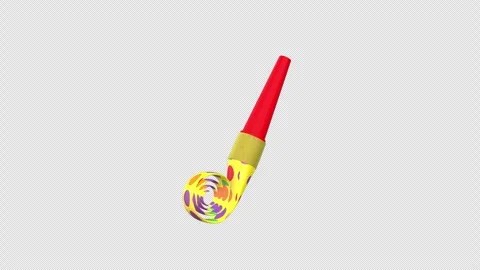 Party Blower Rotating on a Transparent Background. Seamless Loop. 4K Stock Footage 303904345
