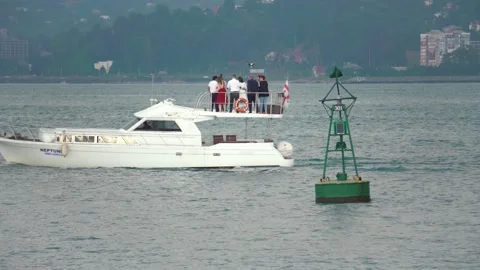 Party On The Boat With Drone Video stock 136725702