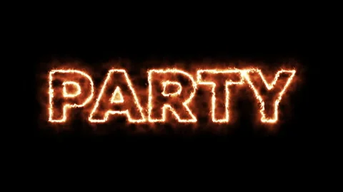 Party burning word, fire text. Stock Footage 233098099