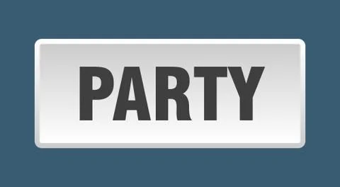 Party button. party square white push button Stockillustratie