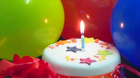 Party cake big balloons Stock Footage 46979901
