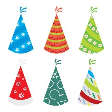 Party caps set, vector illustration Stock Illustration