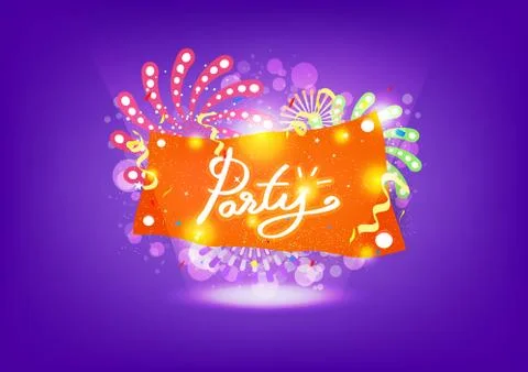 Party, celebration fireworks explosion, creative banner poster design Stock Illustration