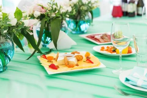 Party cheese board on a table Stock-Fotos