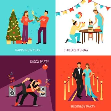 Party concept set Stock Illustration