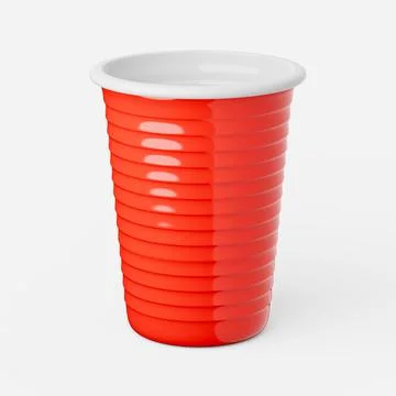 Party cup in red on a plain background. 3d render. Stock Illustration