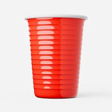 Party cup in red on a plain background. 3d render. Stock Illustration