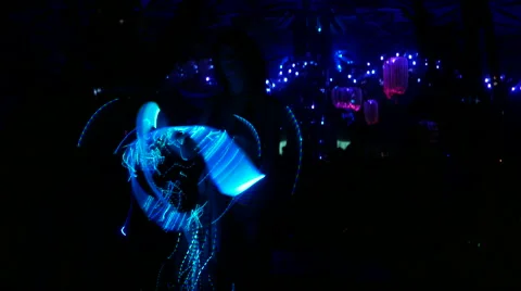 Party dancer with fiber optic light Stock Footage 55494286