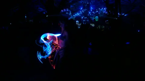 Party dancer with fiber optic light Stock Footage 55494494