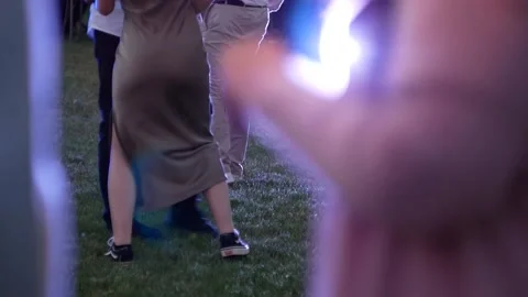 At a party dancing couple in the spotlight  Stock Footage 158680913