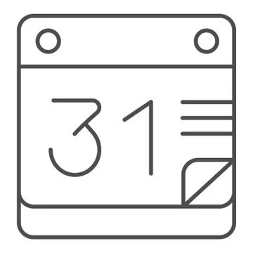Party date thin line icon. Organizer, calendar with 31th of october. Halloween Stock Illustration