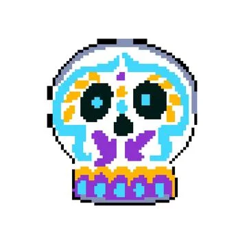 Party dead day skull pixel art vector illustration Stock Illustration