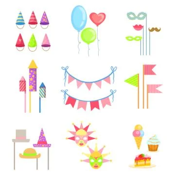 Party Decorations Set Stock Illustration