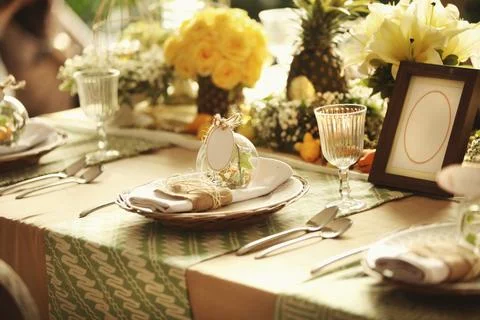 Party decorations setup, nice and beautiful interior decorations for party Stock Photos