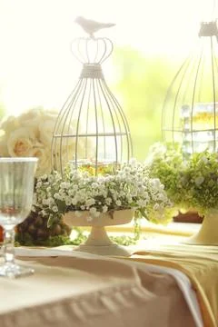 Party decorations setup, nice and beautiful interior decorations for party Stock Photos