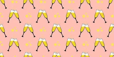 Party design. champagne glasses pattern.Vector seamless pattern with glasses イラスト素材